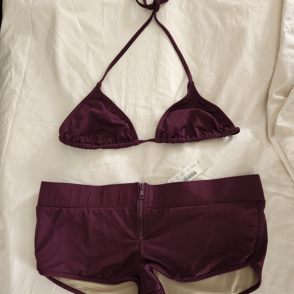 J. Crew Swim Reserved Jcrew Wineburgundy Bikini Triangle Top